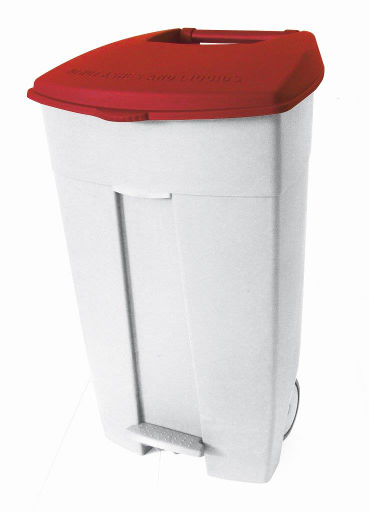 bac à déchets roulant Contiplast, 120 l, blanc, couvercle rouge  ZOOM