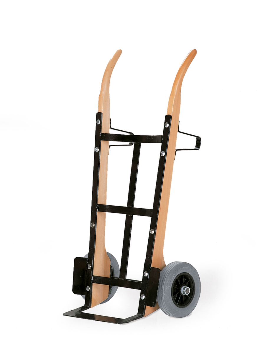 Rollcart Diable de manutention en bois avec renforts en acier sur les lisses et la paroi arrière  ZOOM