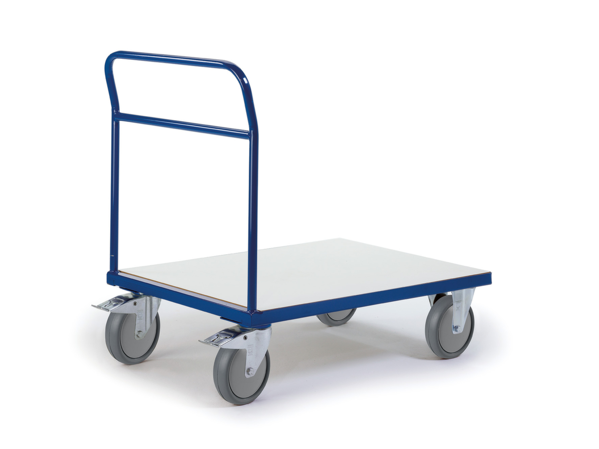 Rollcart Chariot avec barre de poussée ESD, force 500 kg, plateau longueur x largeur 1000 x 700 mm  ZOOM