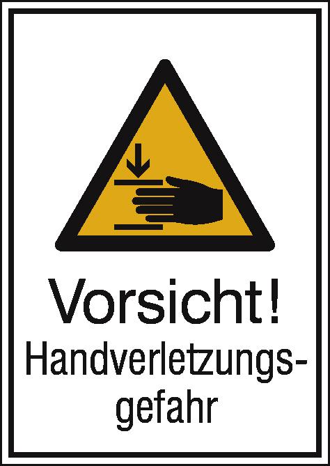 Signe de combinaison d'avertissement "Attention ! Danger de blessure à la main"., étiquette  ZOOM