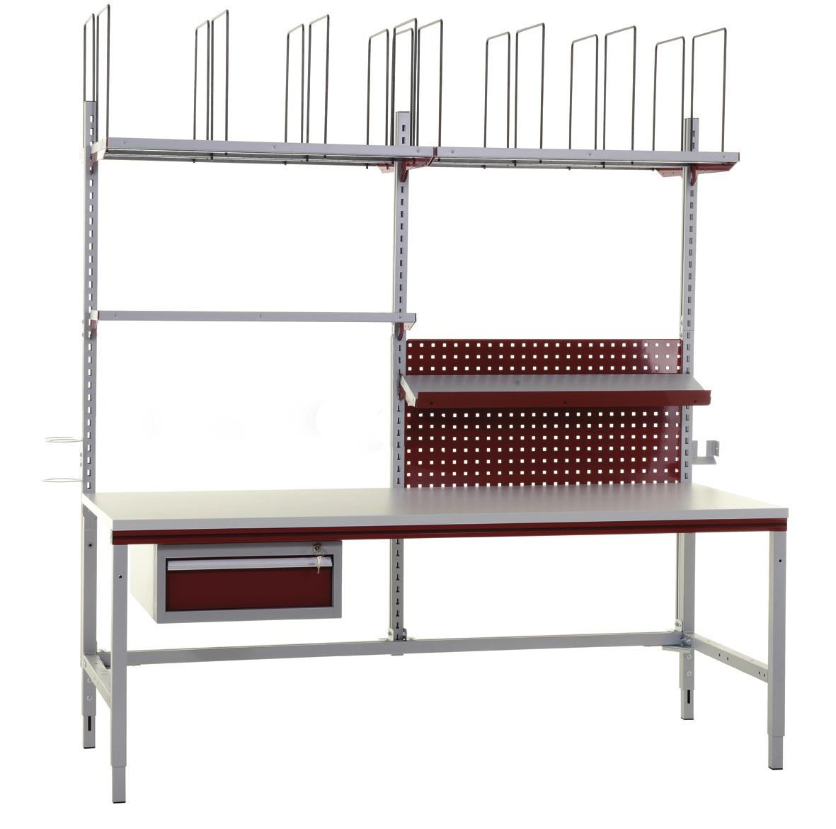 Rocholz Table d'emballage complète System Flex M2 avec tôle perforée, largeur x profondeur 2000 x 800 mm  ZOOM