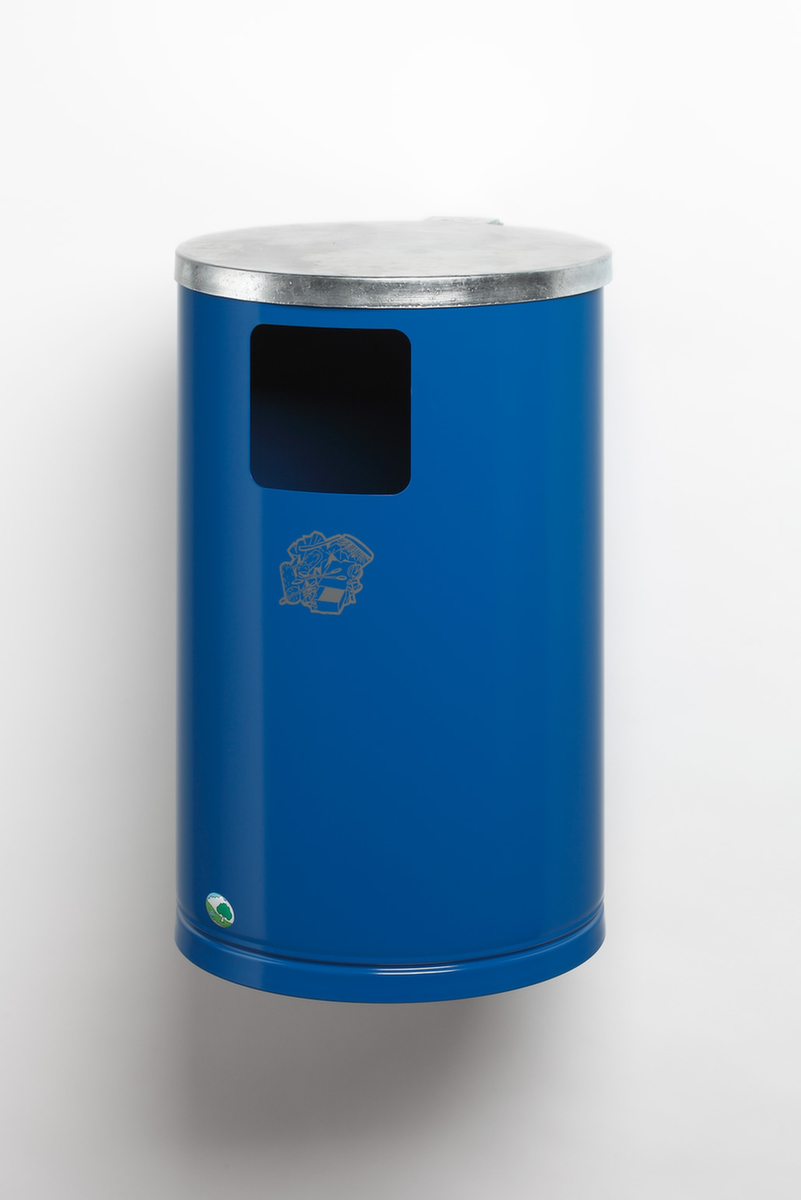 VAR Collecteur de déchets WR 1 avec couvercle, 30 l, RAL5010 bleu gentiane  ZOOM