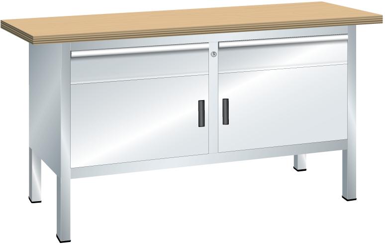 LISTA Établi avec tiroirs et armoires, 2 tiroirs, 2 armoires, RAL7035 gris clair/RAL7035 gris clair  ZOOM