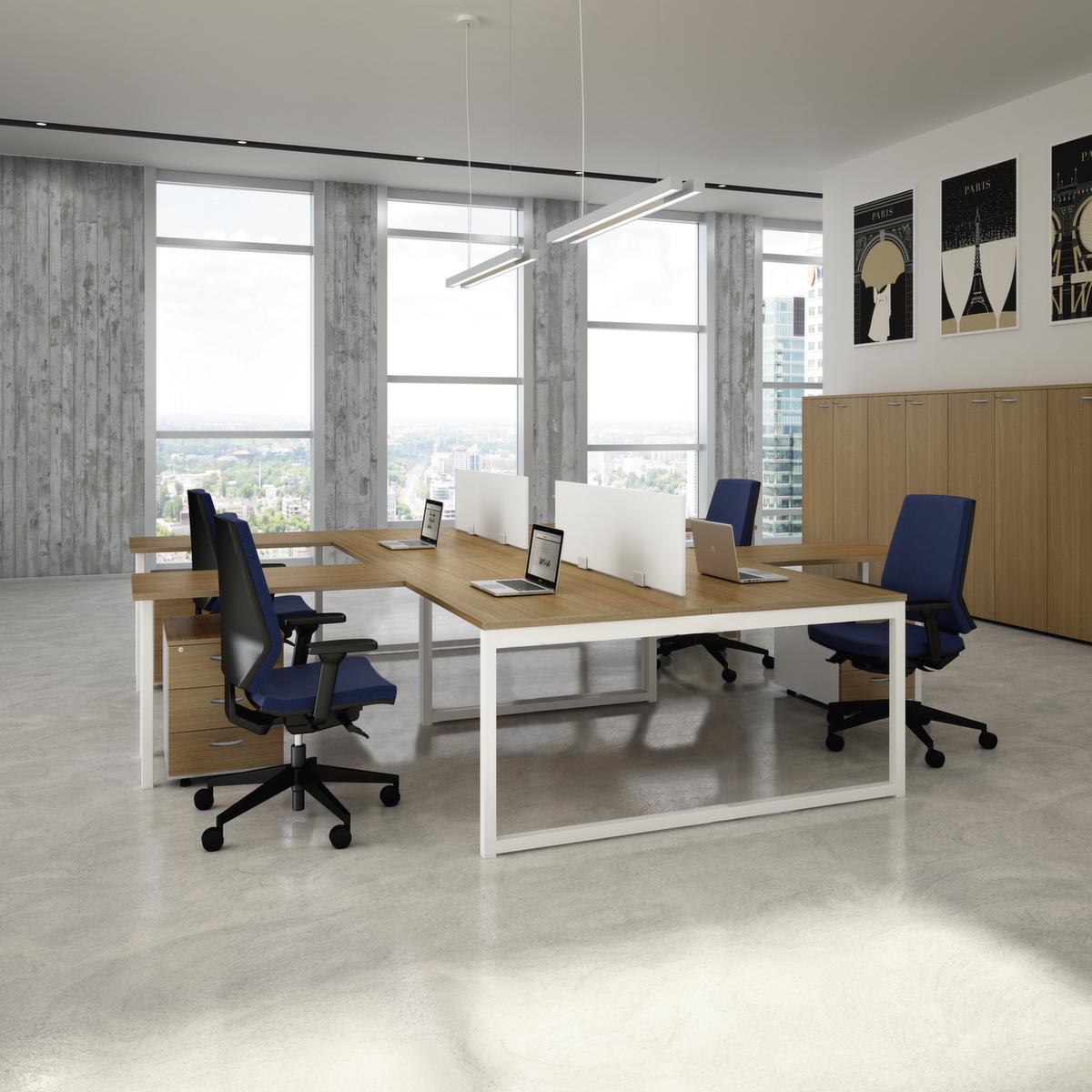 Quadrifoglio Table de rallonge à hauteur réglable Practika pour bureau avec piètement 4 pieds, largeur x profondeur 800 x 600 mm, plaque hêtre  ZOOM