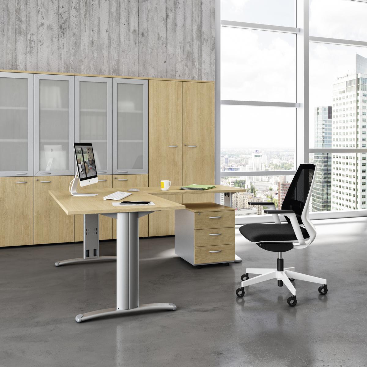 Quadrifoglio Table de rallonge Practika pour bureau avec piètement 4 pieds, largeur x profondeur 1000 x 600 mm, plaque hêtre  ZOOM