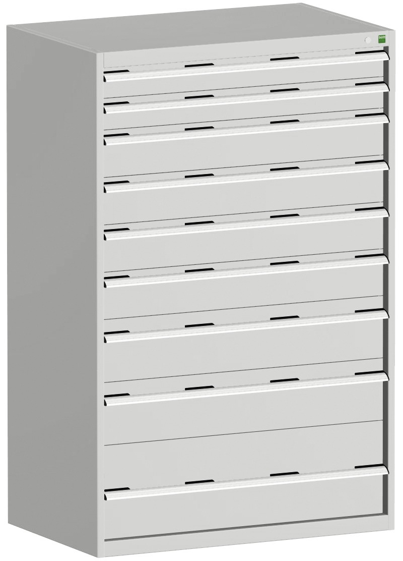 bott Armoire à tiroirs cubio surface de base 1050x650 mm, 9 tiroir(s), RAL7035 gris clair/RAL7035 gris clair
