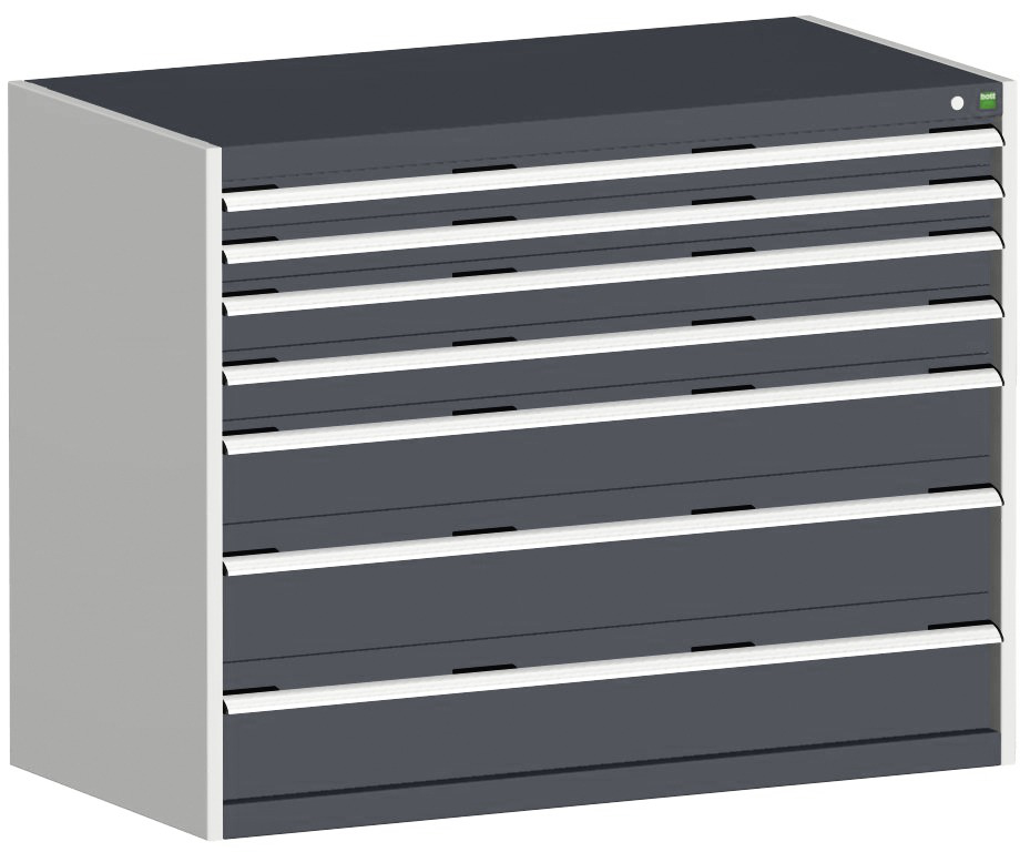 bott Armoire à tiroirs cubio surface de base 1300x650 mm, 7 tiroir(s), RAL7035 gris clair/RAL7016 gris anthracite  ZOOM