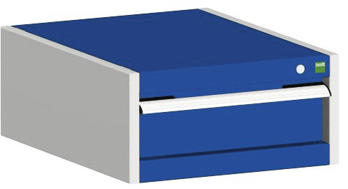 bott Armoire à tiroirs cubio surface de base 525x525 mm, 1 tiroir(s), RAL7035 gris clair/RAL5010 bleu gentiane