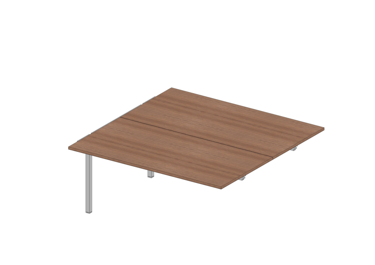 Quadrifoglio Table de rallonge Practika pour bureau Bench avec piètement 4 pieds, largeur x profondeur 1600 x 1600 mm, plaque noyer Canaletto