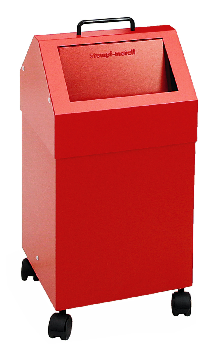 stumpf Conteneur de matériaux recyclables ignifugés, 45 l, RAL3000 rouge vif, couvercle RAL3000 rouge vif  ZOOM