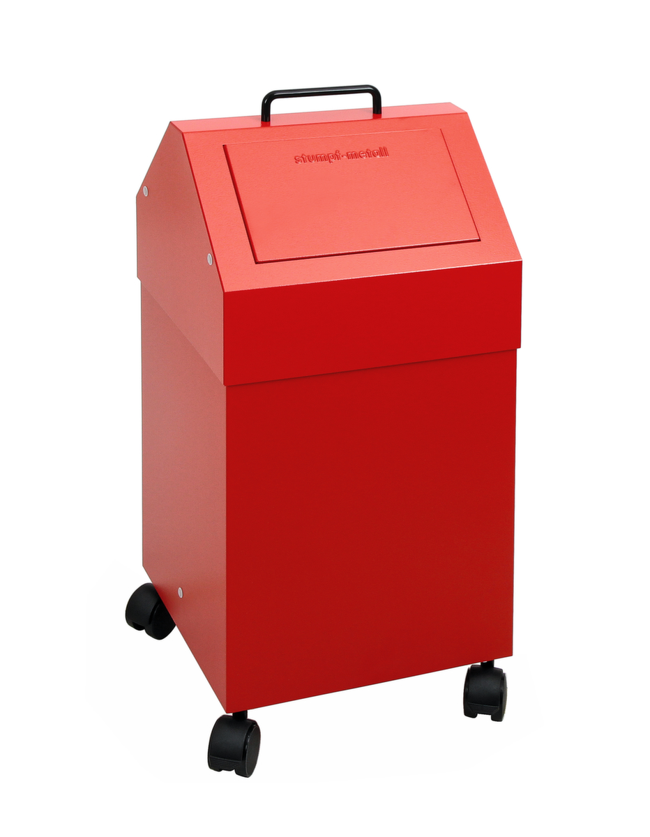 stumpf Conteneur de matériaux recyclables ignifugés, 45 l, RAL3000 rouge vif, couvercle RAL3000 rouge vif  ZOOM