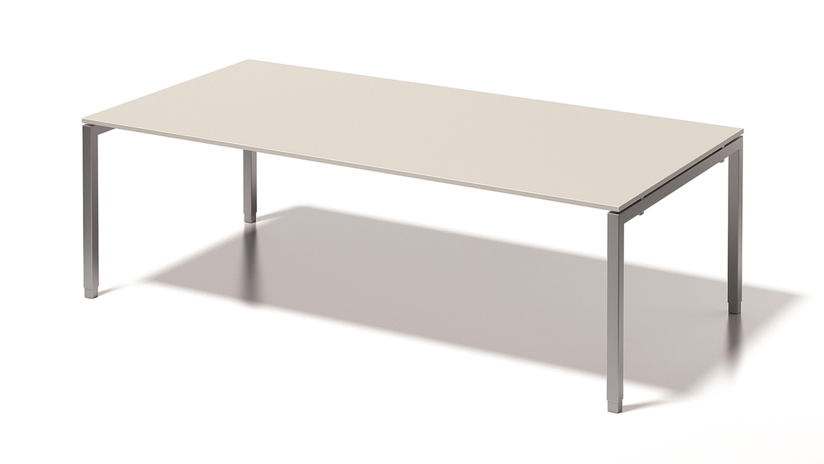 Bisley Bureau de direction et table de conférence à hauteur réglable Cito, largeur x profondeur 2400 x 1200 mm, panneau gris-blanc  ZOOM