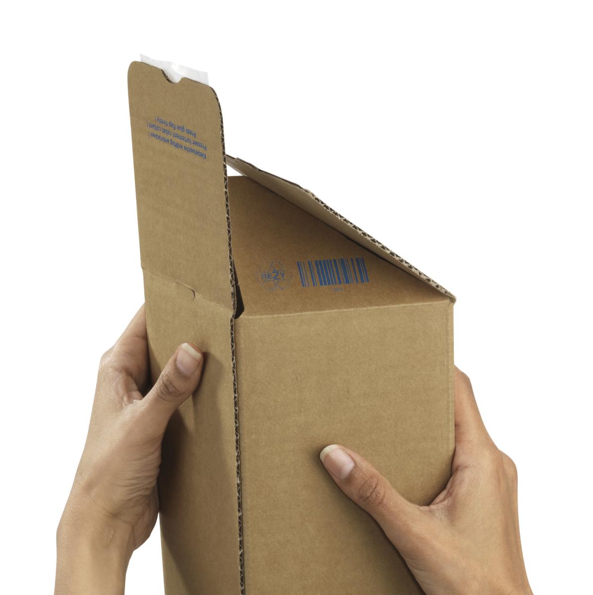 Caisse carton pliante longue QUATTROPACK avec fermeture autocollante, 1 onde, 700 x 105 x 105 mm  ZOOM