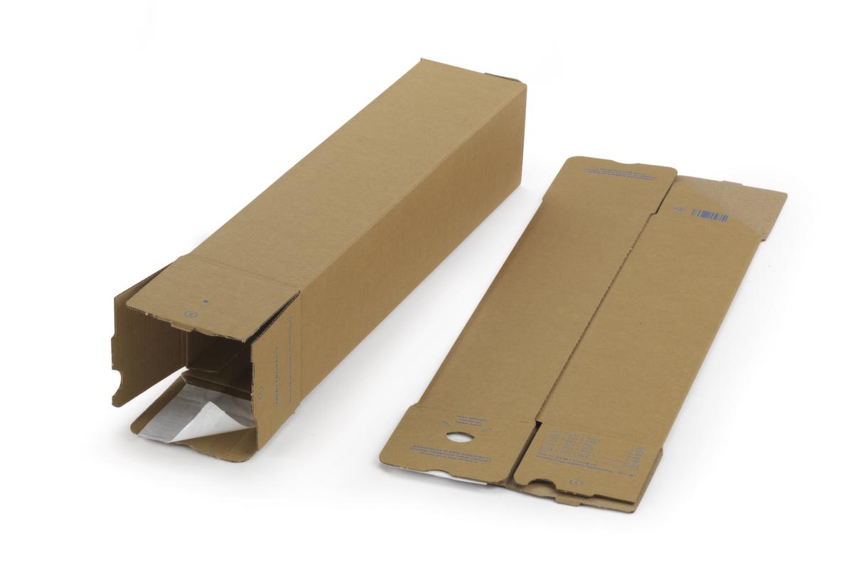 Caisse carton pliante longue QUATTROPACK avec fermeture autocollante, 1 onde, 610 x 105 x 105 mm