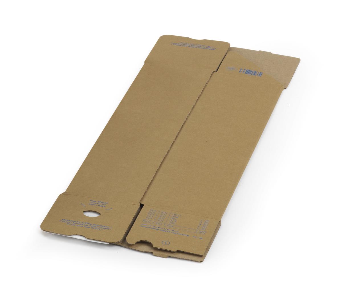 Caisse carton pliante longue QUATTROPACK avec fermeture autocollante, 1 onde, 610 x 105 x 105 mm  ZOOM