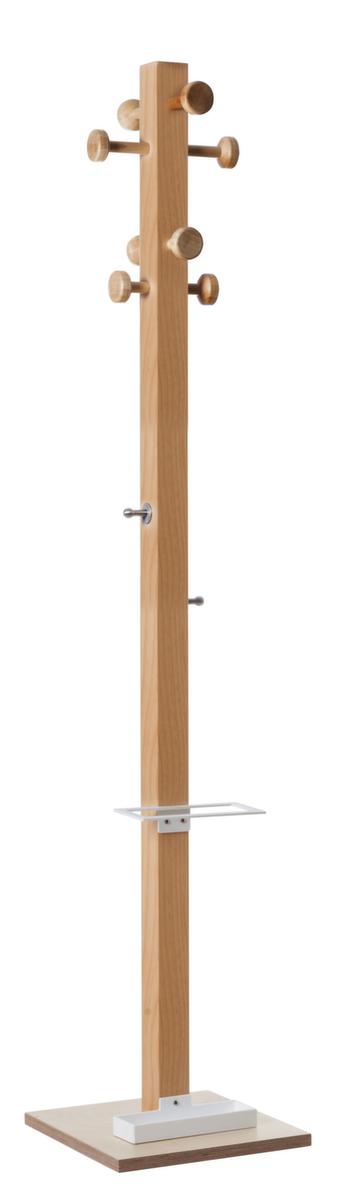 Paperflow Portemanteau easyCloth Wood Range Modell <C> en bois avec porte-parapluies, avec 8/2 crochets, hêtre/blanc  ZOOM