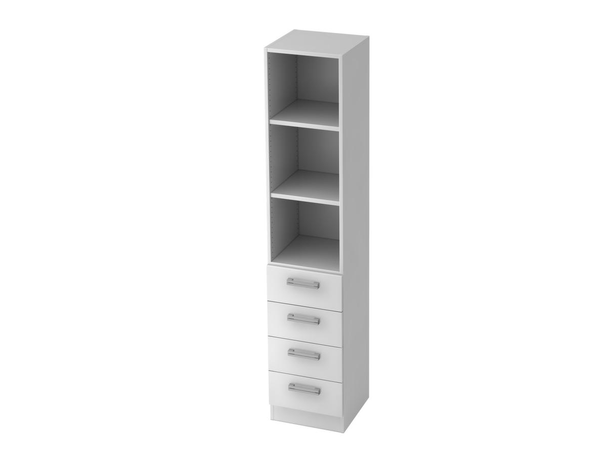 Combinaison d'une étagère à vis Up and Down et de tiroirs, 3 compartiments de rayonnage, largeur 406 mm, blanc/blanc  ZOOM