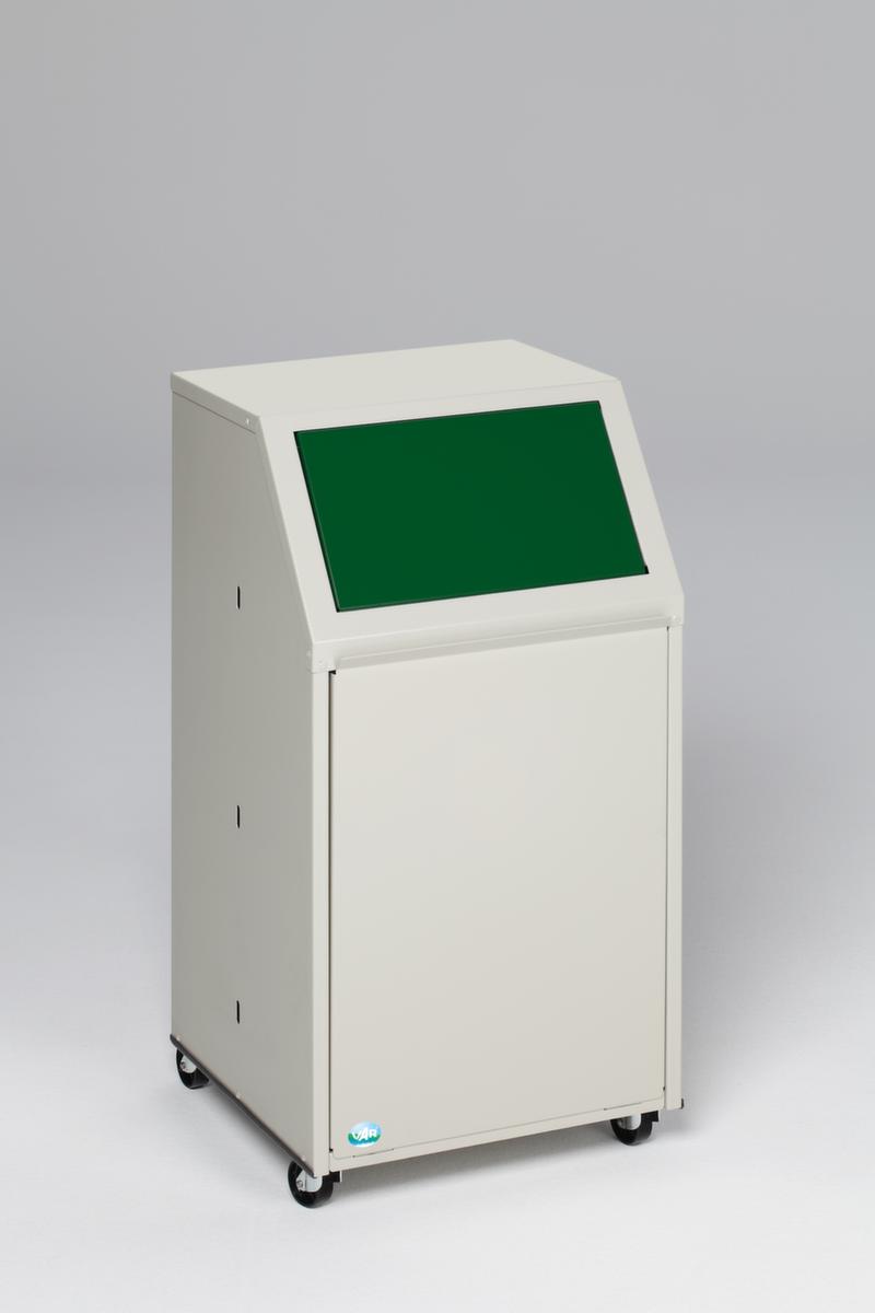 VAR collecteur de recyclage mobile, 39 l, RAL7032 gris silex, couvercle vert  ZOOM