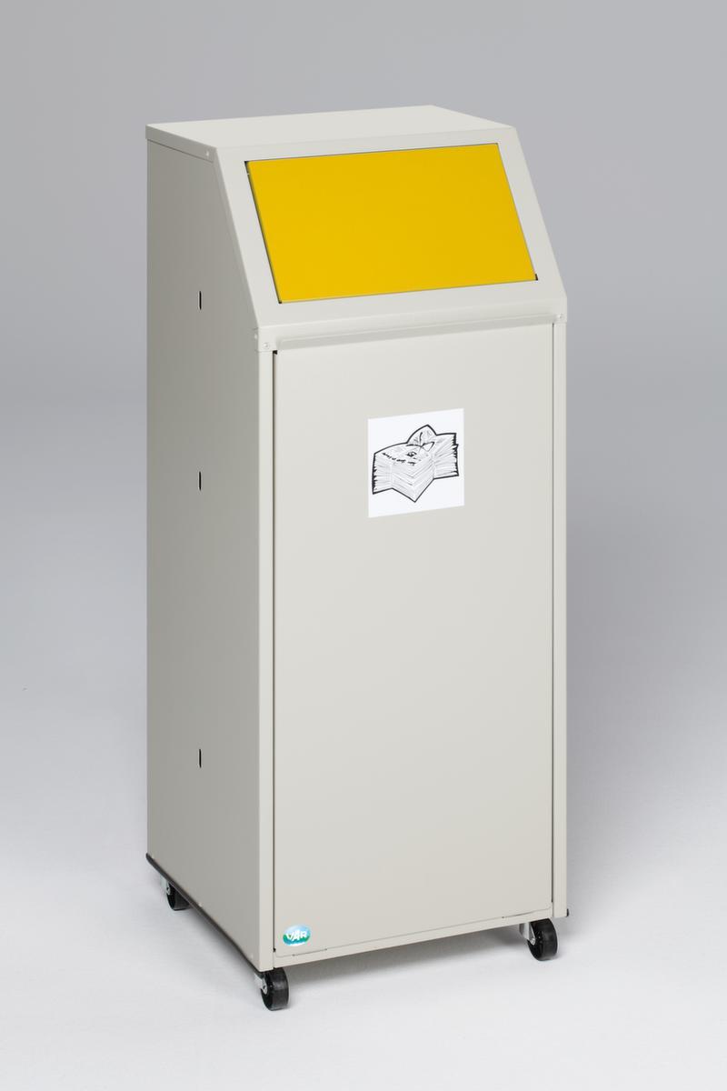 VAR collecteur de recyclage mobile, 69 l, RAL7032 gris silex, couvercle jaune  ZOOM