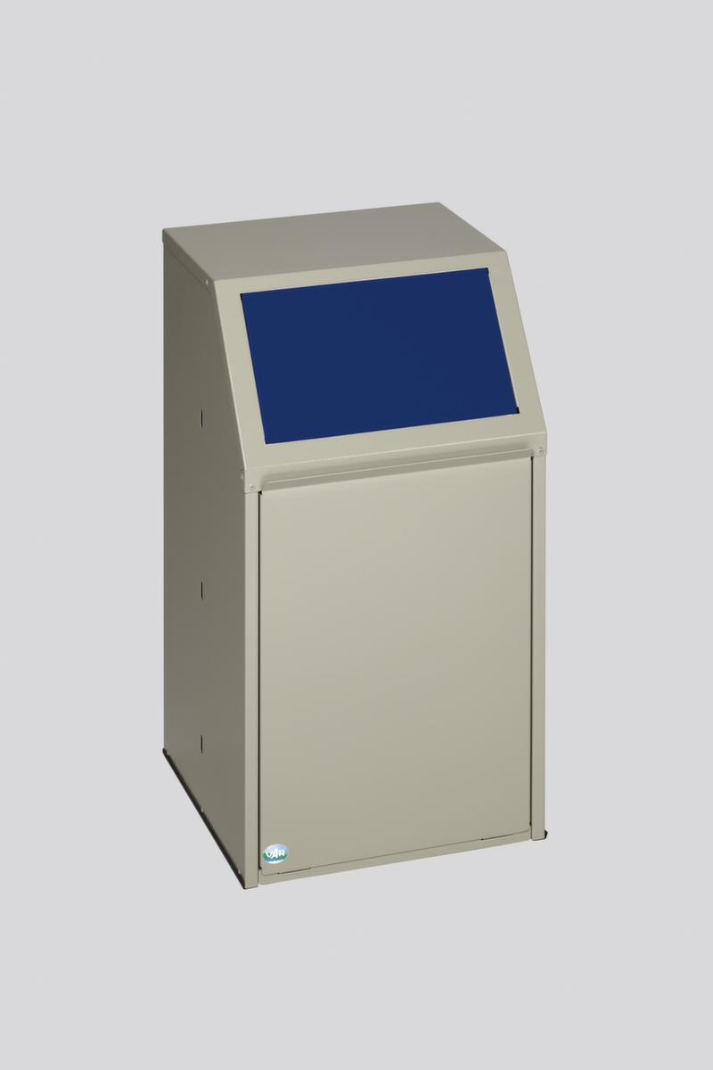 VAR Collecteur de matières recyclables avec rabat frontal, 39 l, RAL7032 gris silex, couvercle bleu  ZOOM