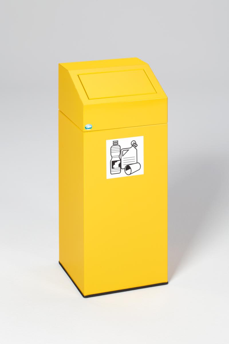 Collecteur de recyclage étiquette autocollante incl., 45 l, RAL1023 jaune signalisation, couvercle jaune  ZOOM