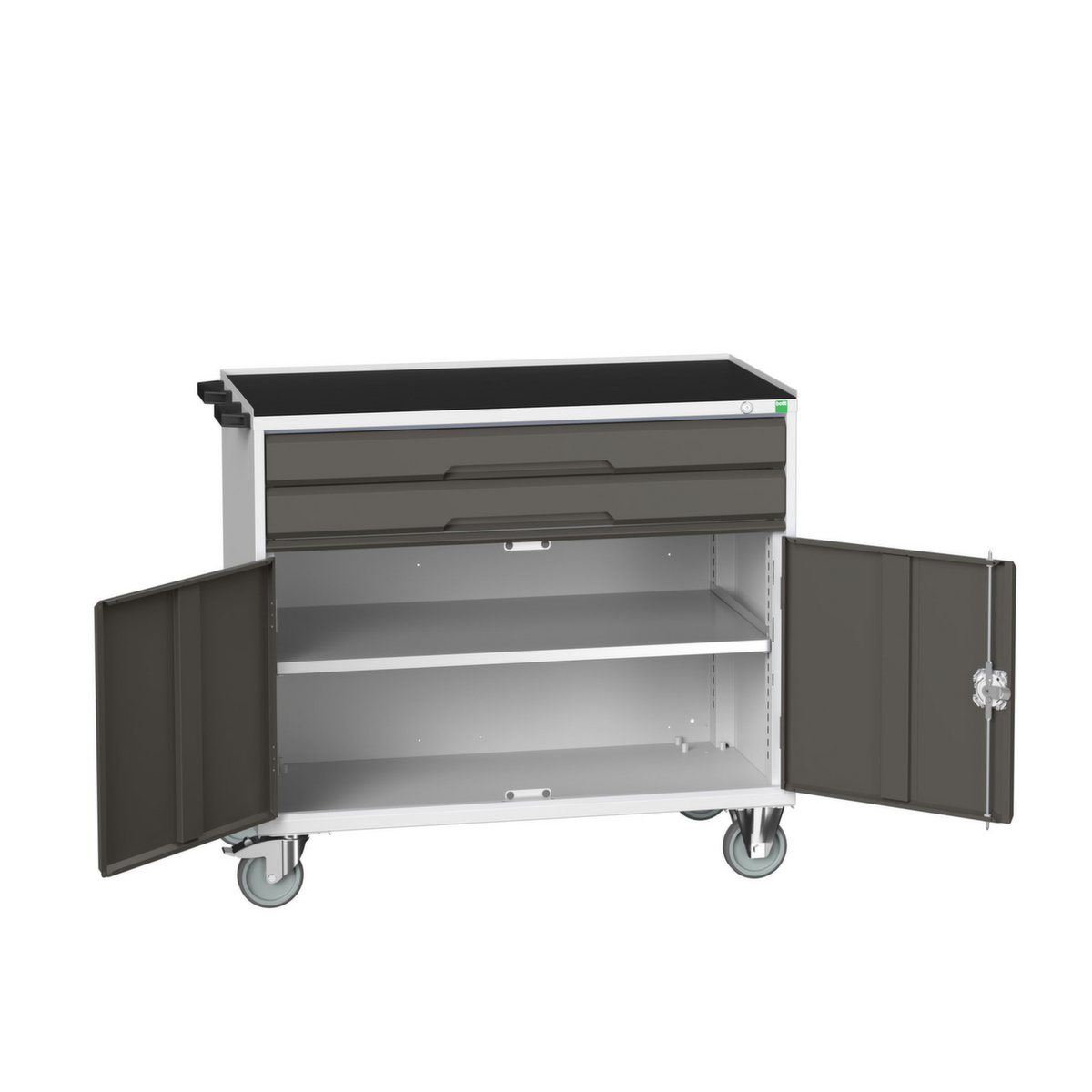 bott Chariot à outils verso, 2 tiroirs, 1 armoire, RAL7035 gris clair/RAL7016 gris anthracite  ZOOM