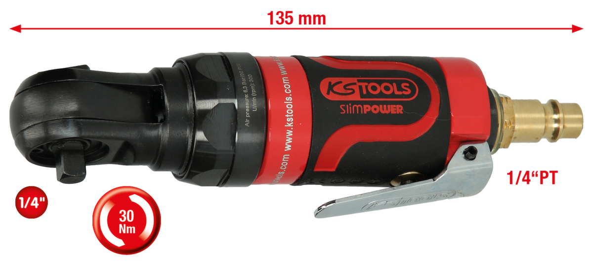 KS Tools Mini cliquet pneumatique 1/4" SlimPOWER 30Nm  ZOOM