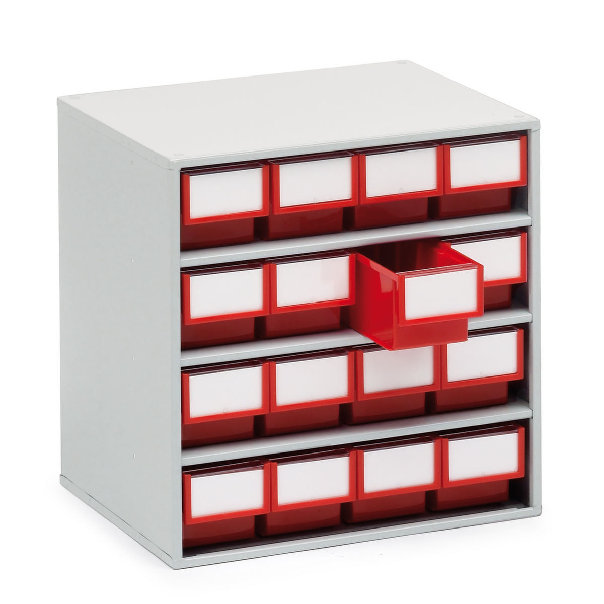 Treston petit bloc tiroirs, 16 tiroir(s), RAL7035 gris clair/rouge  ZOOM