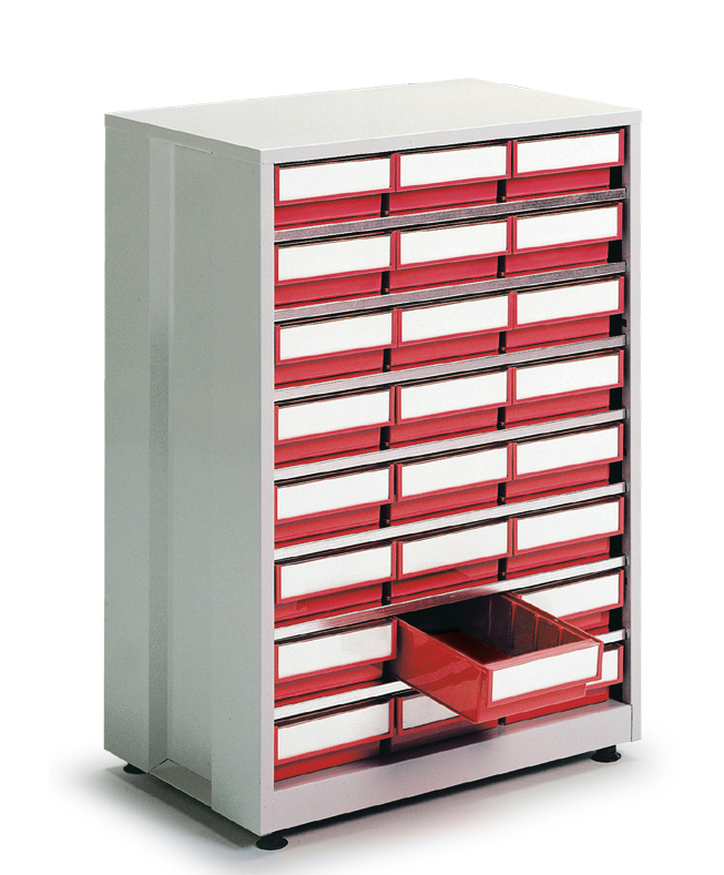 Treston Grand bloc tiroirs, 24 tiroir(s), RAL7035 gris clair/rouge  ZOOM