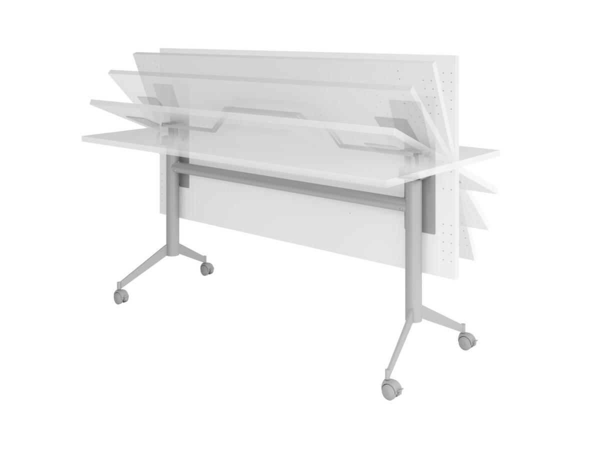 Table pliante roulante, hauteur x largeur x profondeur 750 x 1600 x 800 mm, panneau blanc  ZOOM