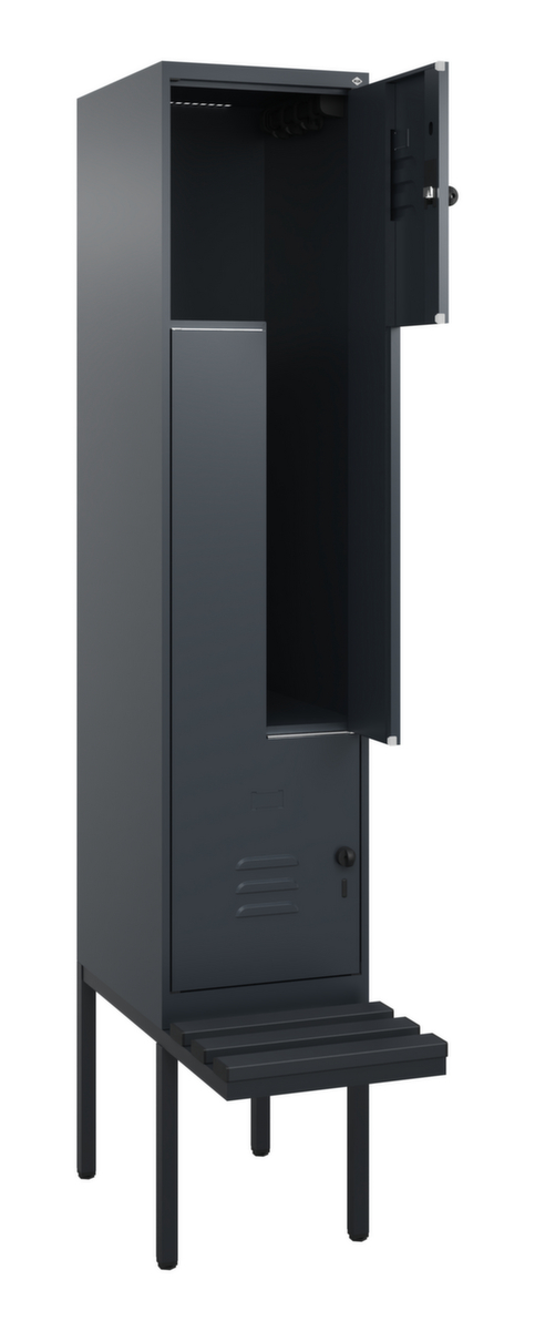 C+P Armoire vestiaire Z Classic Plus avec banc intégré, largeur de compartiment 400 mm  ZOOM