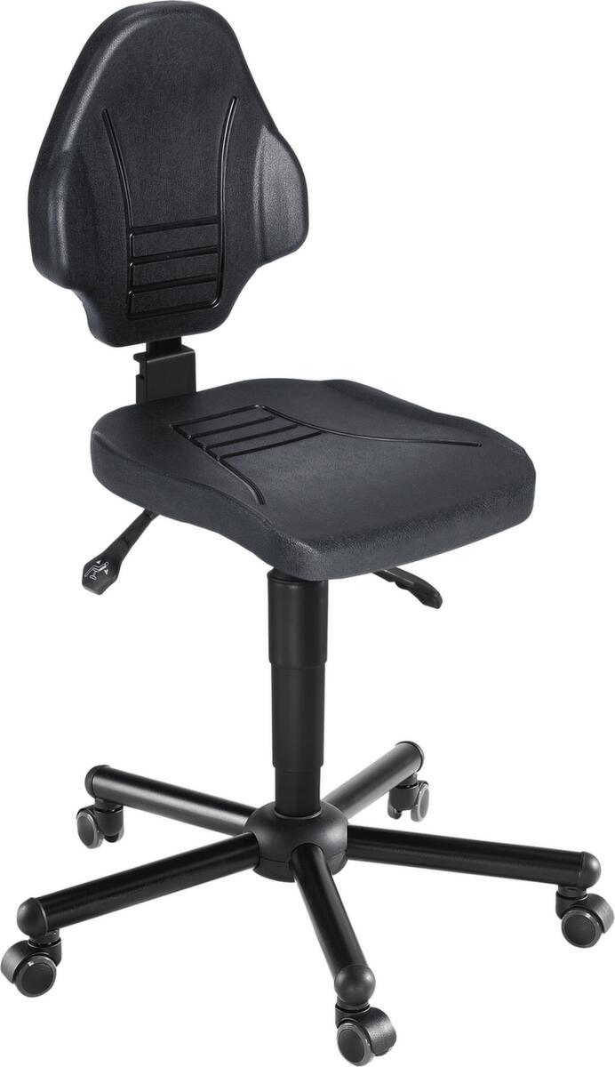 meychair Siège d'atelier pivotant Workster Pro W13 avec assise inclinable, assise mousse PU noir, avec 5 roulettes pivotantes  ZOOM