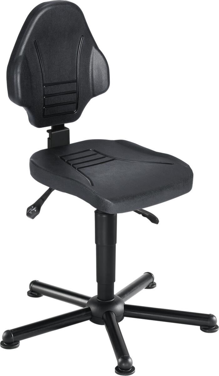 meychair Siège d'atelier pivotant Workster Pro W13 avec assise inclinable, assise mousse PU noir, avec patins  ZOOM