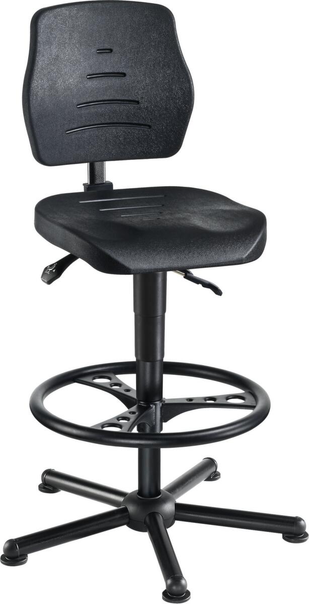 meychair Siège d'atelier pivotant Workster Pro W15 avec assise inclinable, assise mousse PU noir, avec patins  ZOOM