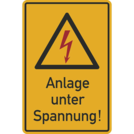 Warnschild SafetyMarking® Spannungszeichen, "Anlage unter Spannung"