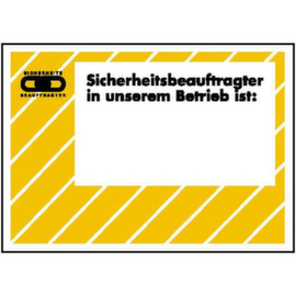 Aushang SafetyMarking® für Betrieb, "Sicherheitsfachkraft in unserem Betrieb ist: + Freitext"