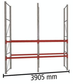 META Palettenregal MULTIPAL für 12 Paletten, 3905 mm breit, 3 Lagerebenen