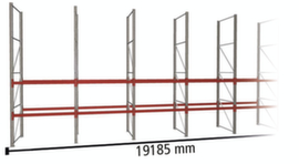 META Palettenregal MULTIPAL für 60 Paletten, 19185 mm breit, 3 Lagerebenen