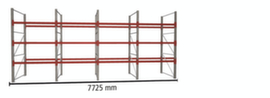 META Palettenregal MULTIPAL für 32 Paletten, 7725 mm breit, 4 Lagerebenen