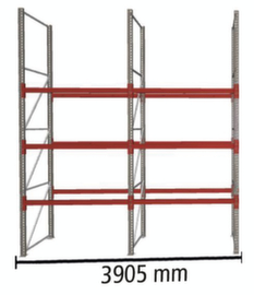 META Palettenregal MULTIPAL für 16 Paletten, 3905 mm breit, 4 Lagerebenen