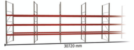 META Palettenregal MULTIPAL für 132 Paletten, 30720 mm breit, 4 Lagerebenen