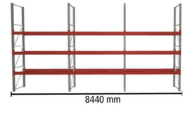 META Palettenregal MULTIPAL für 24 Paletten, 8440 mm breit, 4 Lagerebenen