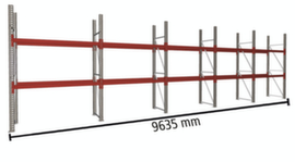META Palettenregal MULTIPAL für 15 Paletten, 9635 mm breit, 3 Lagerebenen