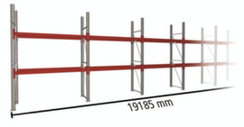 META Palettenregal MULTIPAL für 30 Paletten, 19185 mm breit, 3 Lagerebenen