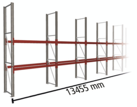 META Palettenregal MULTIPAL für 21 Paletten, 13455 mm breit, 3 Lagerebenen