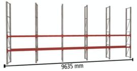 META Palettenregal MULTIPAL für 20 Paletten, 9635 mm breit, 4 Lagerebenen