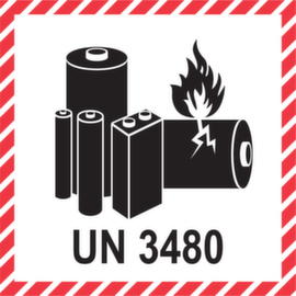 Gefahrenetiketten aus Papier 100 x 100 mm: Lithium-Batterien
