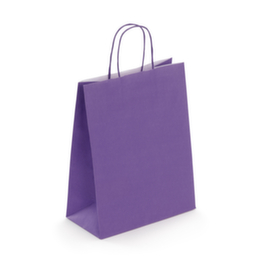 Papier-Tragetasche violett mit gedrehter Papierkordel - 230 x 300 x 120 mm