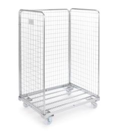 Conteneur à roulettes avec 3 parois grillagées, force 500 kg, longueur x largeur 1200 x 800 mm