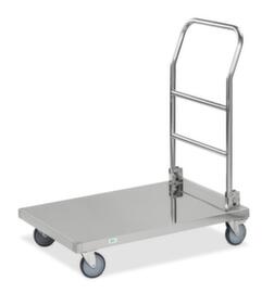 Kongamek Chariot avec barre de poussée en acier inoxydable, force 100 kg, plateau longueur x largeur 820 x 520 mm